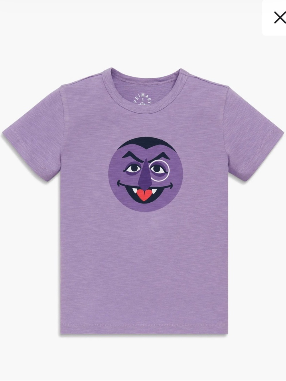 Primary Sesame Street The Count Short Sleeve Tee NWOT